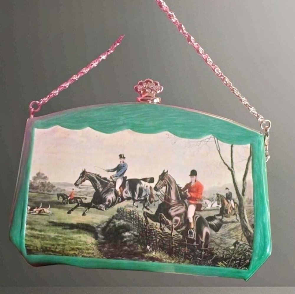 Green Equestrian Scene Crossbody Bag - Picture 2 of 9
